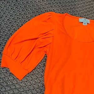 Orange puff sleeve blouse